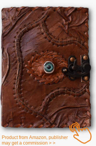 Handmade vintage leather psychic journal with deckle edge paper.