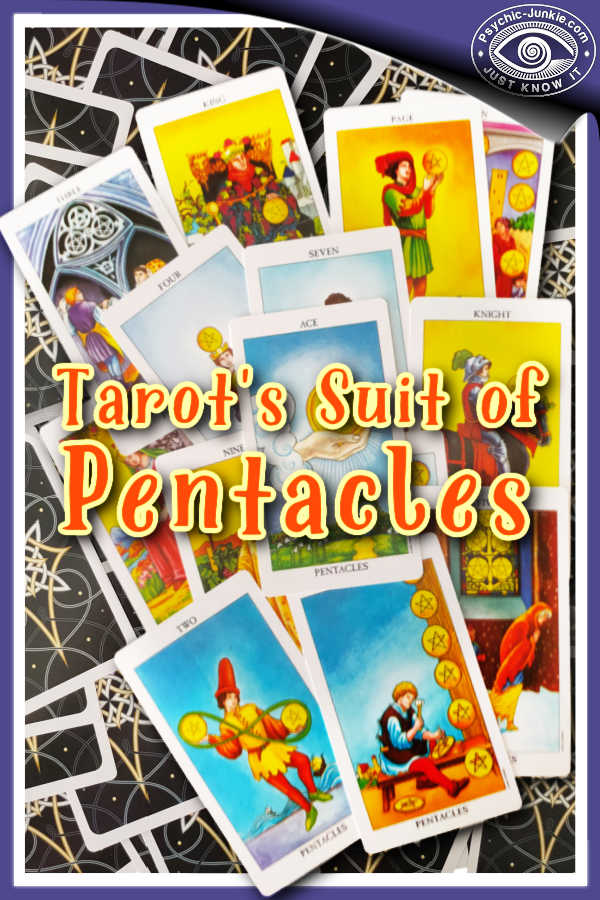 The symbolism of Pentacles Tarot Cards includes earth, air, fire, water, and spirit.