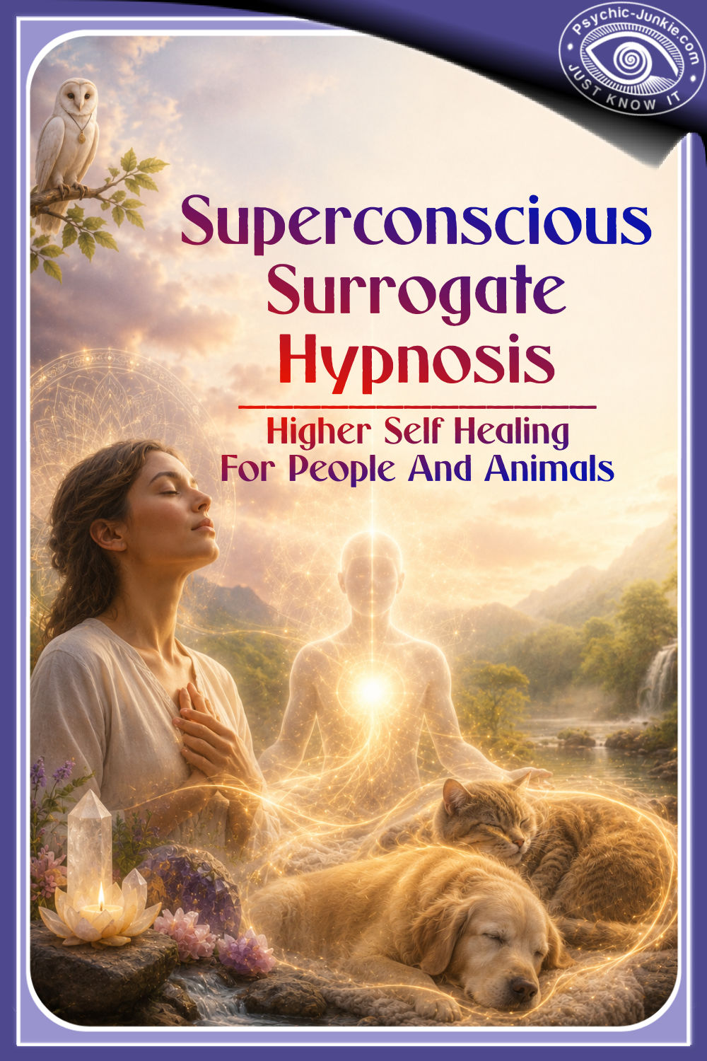Superconscious Surrogate Hypnosis illustrating compassionate Higher Self healing for people and animals.