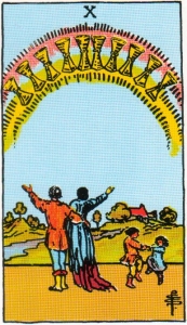 Ten of Cups meaning happy family.