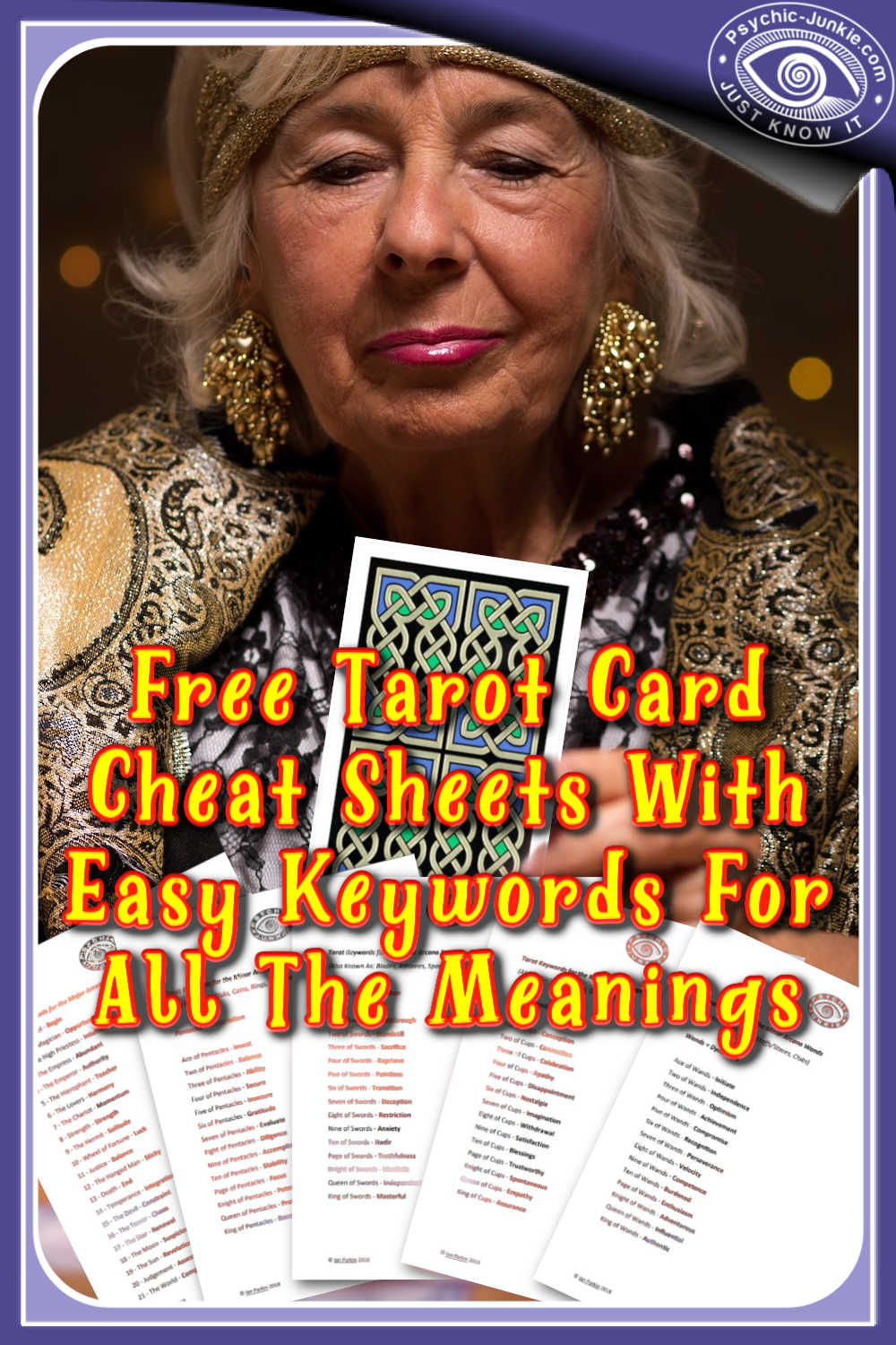 Free tarot card cheat sheets are downloadable inside our Psychic Circle.